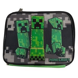MINECRAFT Bioworld Soft Sided Lunch Box NWT Green Black Zip Closure
